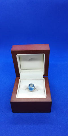 Sterling Silver Aquamarine Oval Solitaire Ring