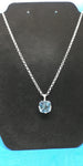 24" Sterling Silver Rolo necklace with ~14ct Geniune Blue Topaz Cushion pendant
