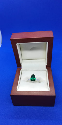 Sterling Silver Emerald Pear Ring