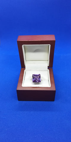 Sterling Silver Grape Sapphire Princess Ring