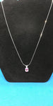 20" Sterling Silver snack necklace with Pink Sapphire oval pendant